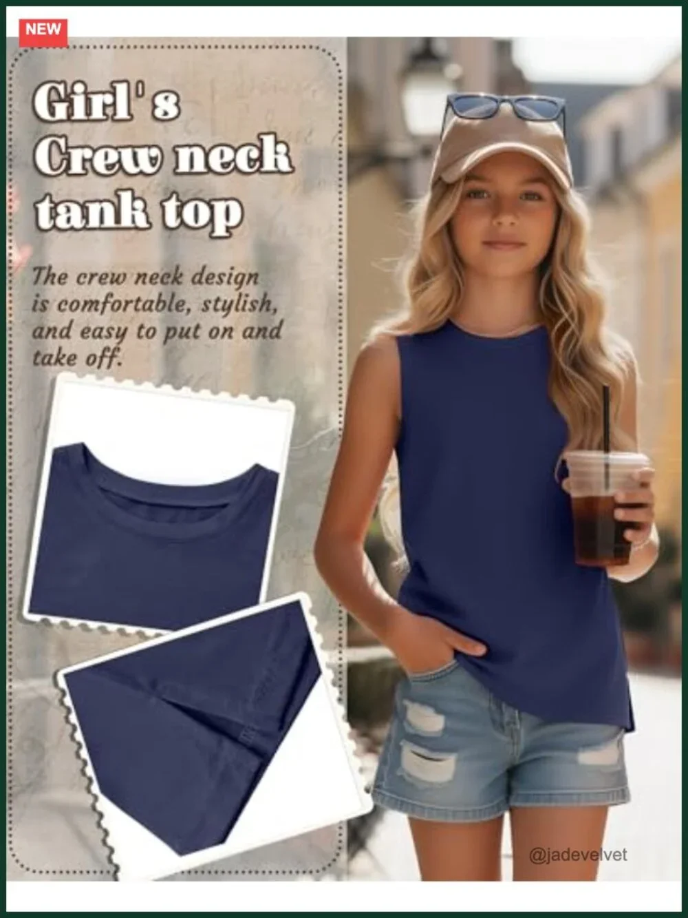 5 Pack Girls Tank Tops Crew Neck Sleeveless Loose Summer Side Slit Casual Tees
